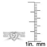 14K White Gold Diamond 1.15cts TDW Heart (SI1-VS, G-H) Bridal Set