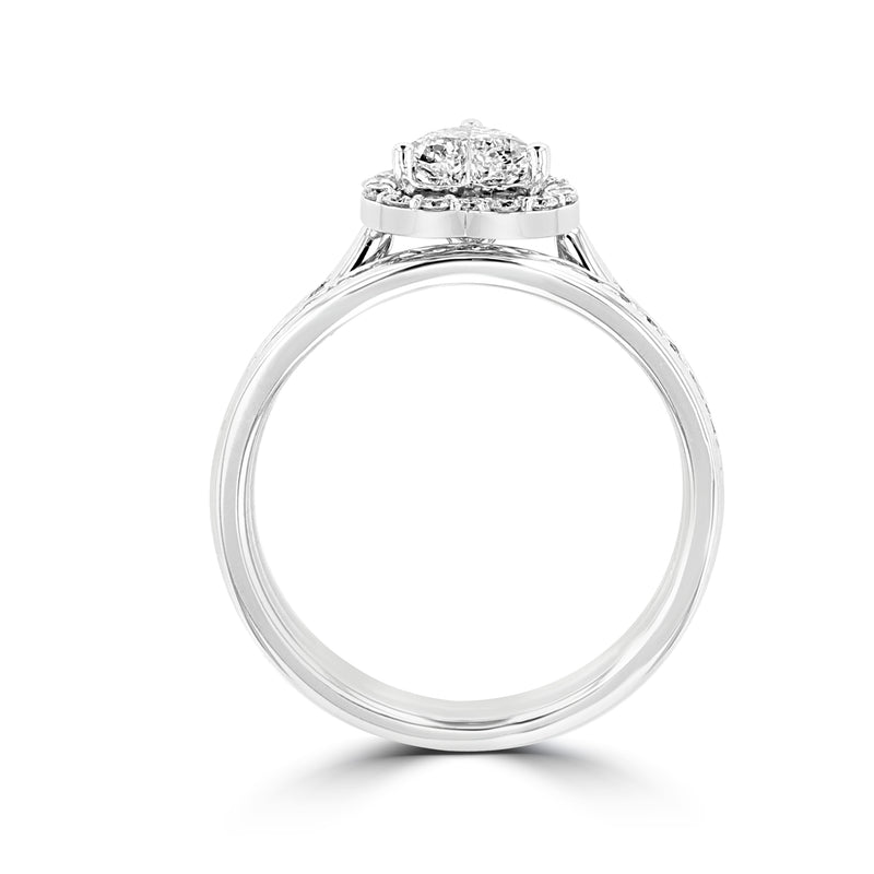 14K White Gold Diamond 1.15cts TDW Heart (SI1-VS, G-H) Bridal Set