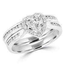 14K White Gold Diamond 1.15cts TDW Heart (SI1-VS, G-H) Bridal Set
