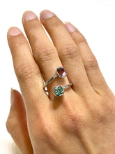 14k White Gold Two Stone Setting Tourmaline Bezel Ring