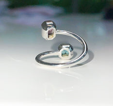 14k White Gold Two Stone Setting Tourmaline Bezel Ring