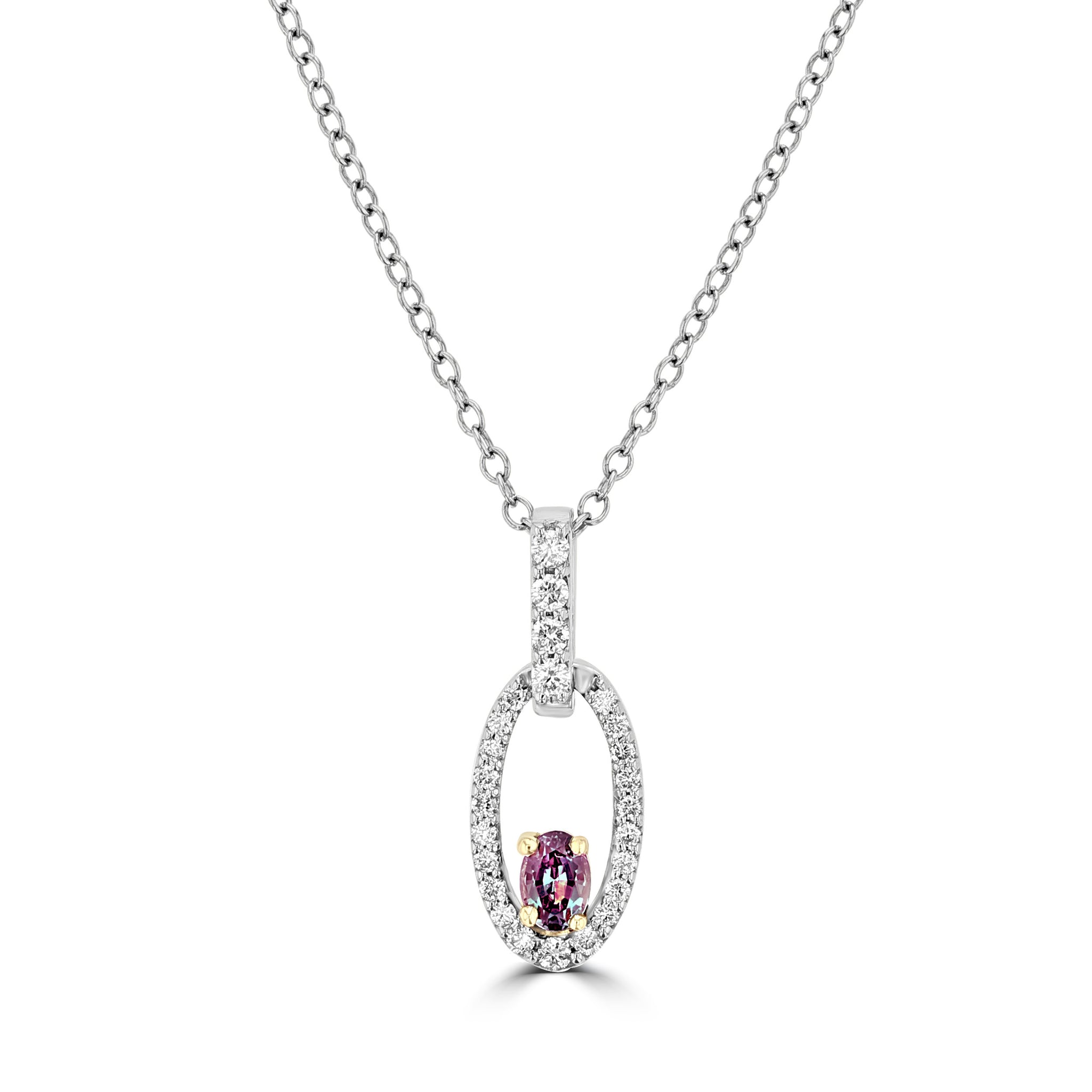 14K White and Yellow gold Brazilian Alexandrite 0.28cts and Diamonds 0.26cts (SI1-VS, G-H) Pendant by La Vita Vital