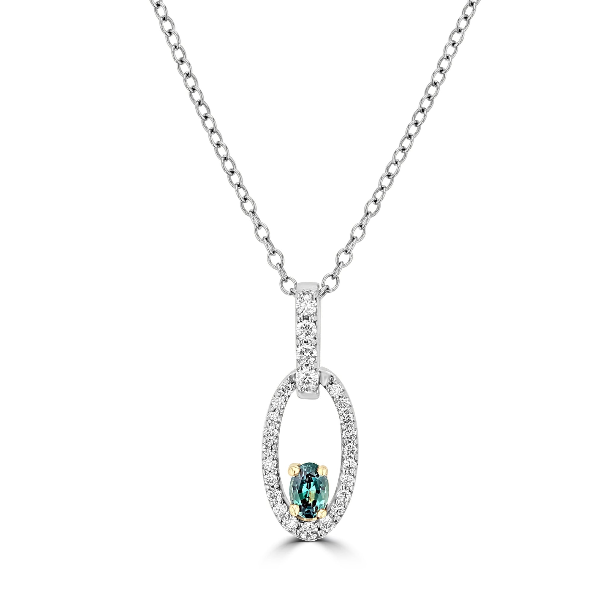 14K White and Yellow gold Brazilian Alexandrite 0.28cts and Diamonds 0.26cts (SI1-VS, G-H) Pendant by La Vita Vital