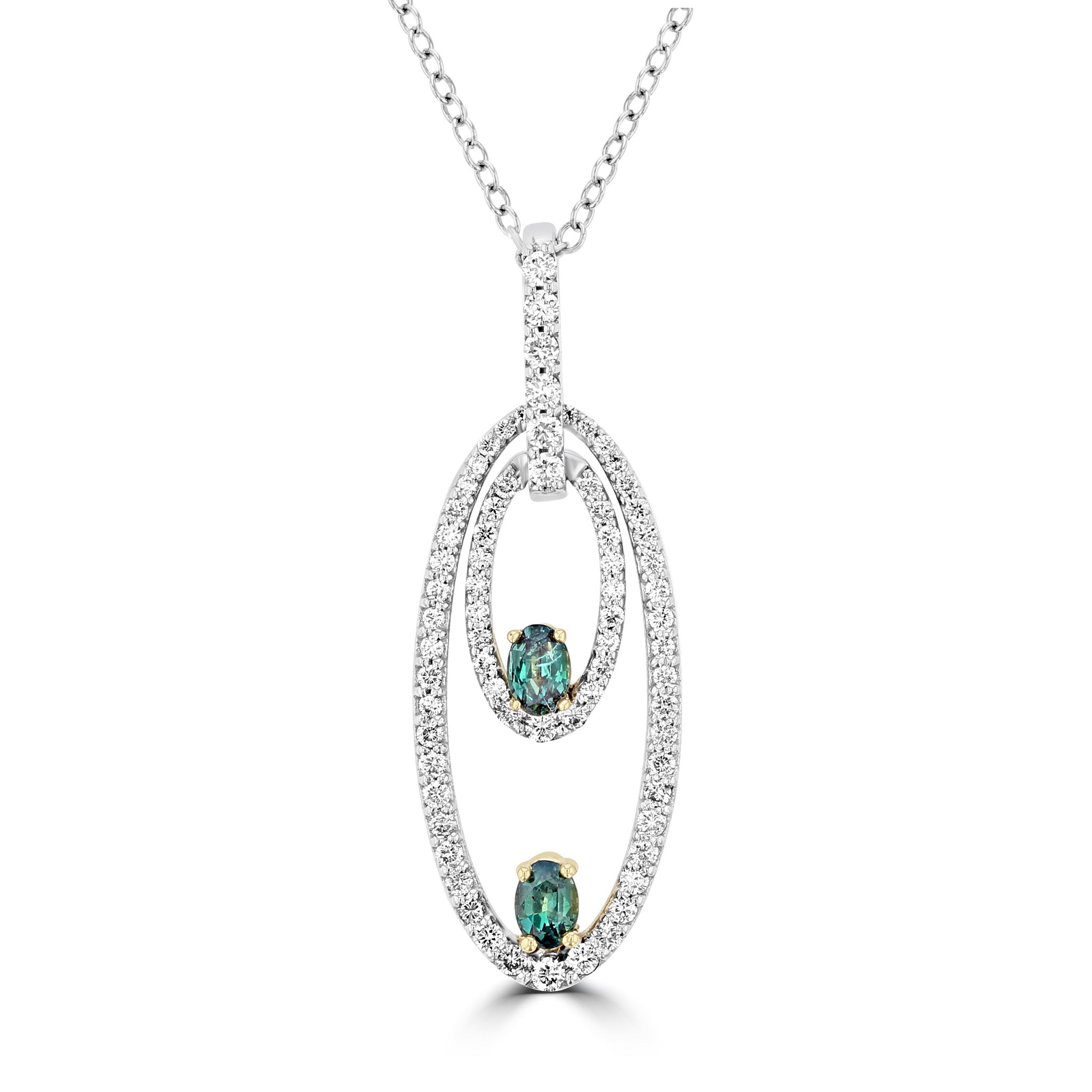 14K White & Yellow gold Brazilian Alexandrite 0.52cts and Diamond 0.67cts (SI1-VS, G-H) Pendant by La Vita Vital