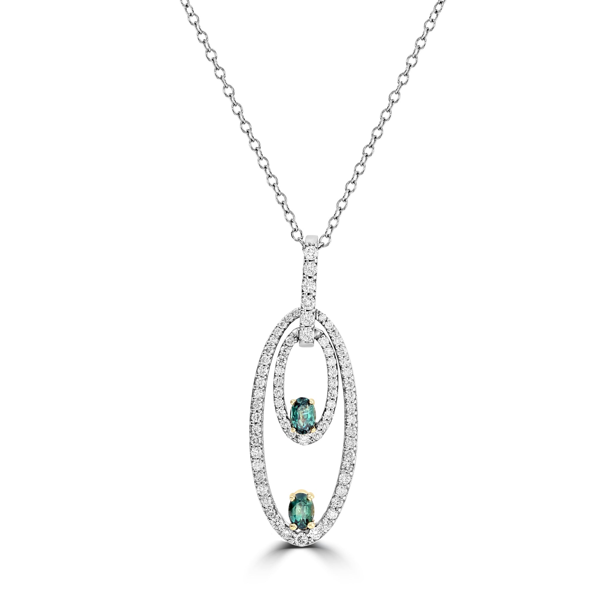 14K White & Yellow gold Brazilian Alexandrite 0.52cts and Diamond 0.67cts (SI1-VS, G-H) Pendant by La Vita Vital