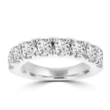 14K White Gold Wedding Band with Round Brilliant Cut Diamonds 2.05 ct TDW