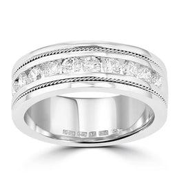 14k White Gold Men's Diamond Ring 1 1/10 cts TDW