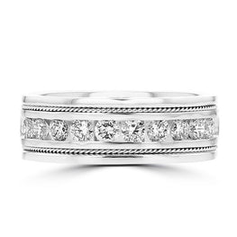 14k White Gold Men's Diamond Ring 1 1/10 cts TDW