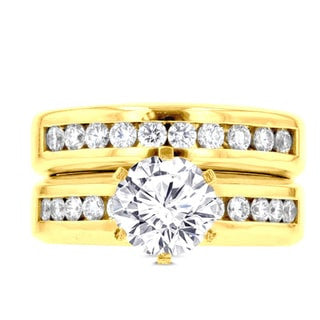 14k Yellow Gold 1.85ct. TDW Diamond Bridal Set