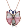 14k Rose Gold Natural Tourmaline and Multi-color Sapphire Butterfly Necklace