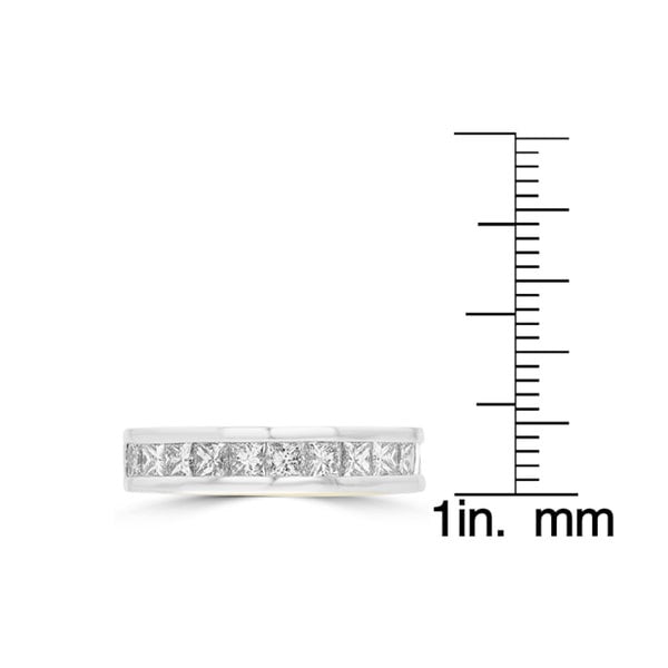 14K White Gold Princess Cut Diamond 1.85ct TDW Wedding Band