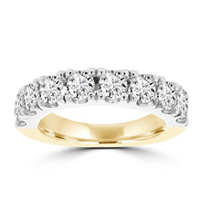 14K White & Yellow Gold Wedding Band with Round Brilliant Cut Diamonds 2.05 ct TDW