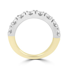 14K White & Yellow Gold Wedding Band with Round Brilliant Cut Diamonds 2.05 ct TDW