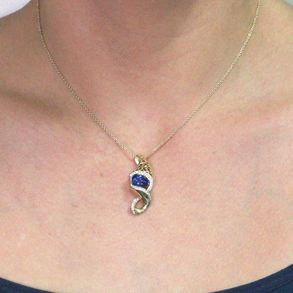 14K Yellow Gold Tanzanite 2.08cts and Diamond 0.17cts TDW (SI1-VS, G-H) Pendant