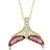 14k Yellow Gold 3 1/2ct Natural Tourmaline and Diamond Accents Whale Tail Necklace
