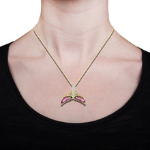 14k Yellow Gold 3 1/2ct Natural Tourmaline and Diamond Accents Whale Tail Necklace