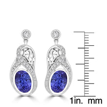 18K White Gold Tanzanite 3.20cts and Diamond 0.27cts TDW (SI1-VS, G-H) Dangling Earrings