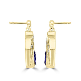 18K Yellow Gold Tanzanite 3.20cts and Diamond 0.27cts TDW (SI1-VS, G-H) Dangling Earrings