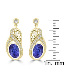 18K Yellow Gold Tanzanite 3.20cts and Diamond 0.27cts TDW (SI1-VS, G-H) Dangling Earrings