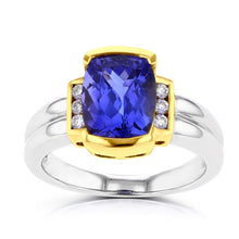 18k Two-Tone Gold Tanzanite and 1/8ct TDW Diamond (SI1-VS, G-H) Ring