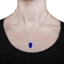 18k White Gold 7.00 cts Elongated-Cushion cut Tazanite and Diamond Accent Pendant