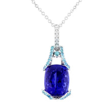 18k White Gold 7.00 cts Elongated-Cushion cut Tazanite and Diamond Accent Pendant
