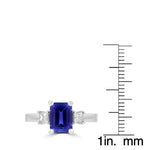 18K White Gold Emerald cut Tanzanite 1.69cts and Diamond 0.25ct TDW (SI1-VS, G-H) Ring