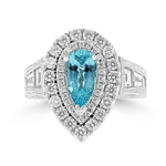 18K White Gold GIA certified Paraiba Tourmaline 1.45cts and Diamond 2.15cts TDW Ring