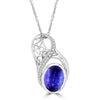 18K White Gold Oval Tanzanite 5.53cts and Diamond 0.18cts Necklace (SI1-VS, G-H)