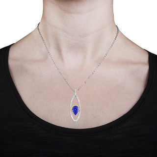 18k Two-tone Gold 3 5/8ct TGW Pear-cut Tanzanite and 1/4ct TDW Diamond Pendant