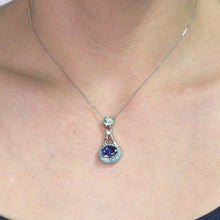 18k White Gold 3 5/8ctw TDW Pear-cut Tanzanite, Paraiba 2/5 ctw & Diamond 1/4ct TDW Pendant (SI1-SI2, G-H)