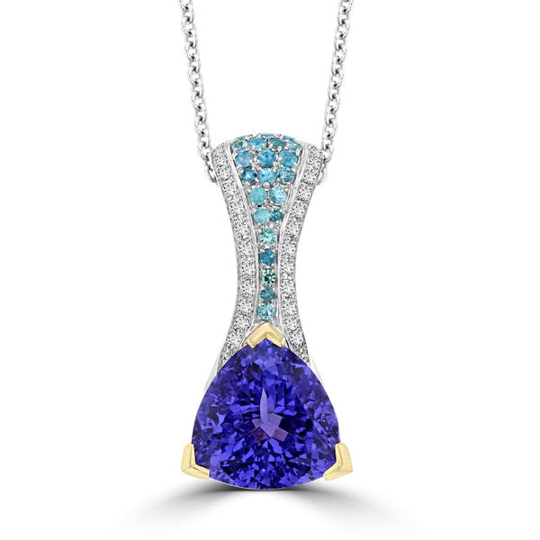 18k White Gold Trillion-cut Tanzanite and 1/4ct TDW Diamond Pendant