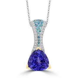 18k White Gold Trillion-cut Tanzanite and 1/4ct TDW Diamond Pendant