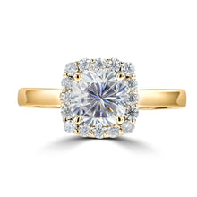 1.5ct TDW Cushion Cut Diamond Halo Ring 14K Gold