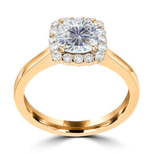 1.5ct TDW Cushion Cut Diamond Halo Ring 14K Gold