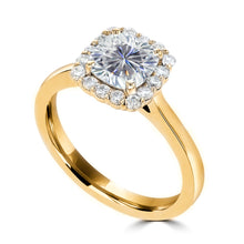 1.5ct TDW Cushion Cut Diamond Halo Ring 14K Gold