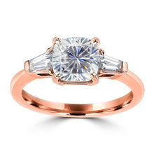 1.7ct TDW Three Stone Cushion Cut Diamond Engagement Ring 14 Karat Gold