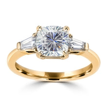 1.7ct TDW Three Stone Cushion Cut Diamond Engagement Ring 14 Karat Gold