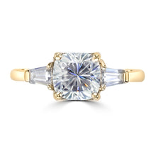 1.7ct TDW Three Stone Cushion Cut Diamond Engagement Ring 14 Karat Gold