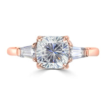 1.7ct TDW Three Stone Cushion Cut Diamond Engagement Ring 14 Karat Gold