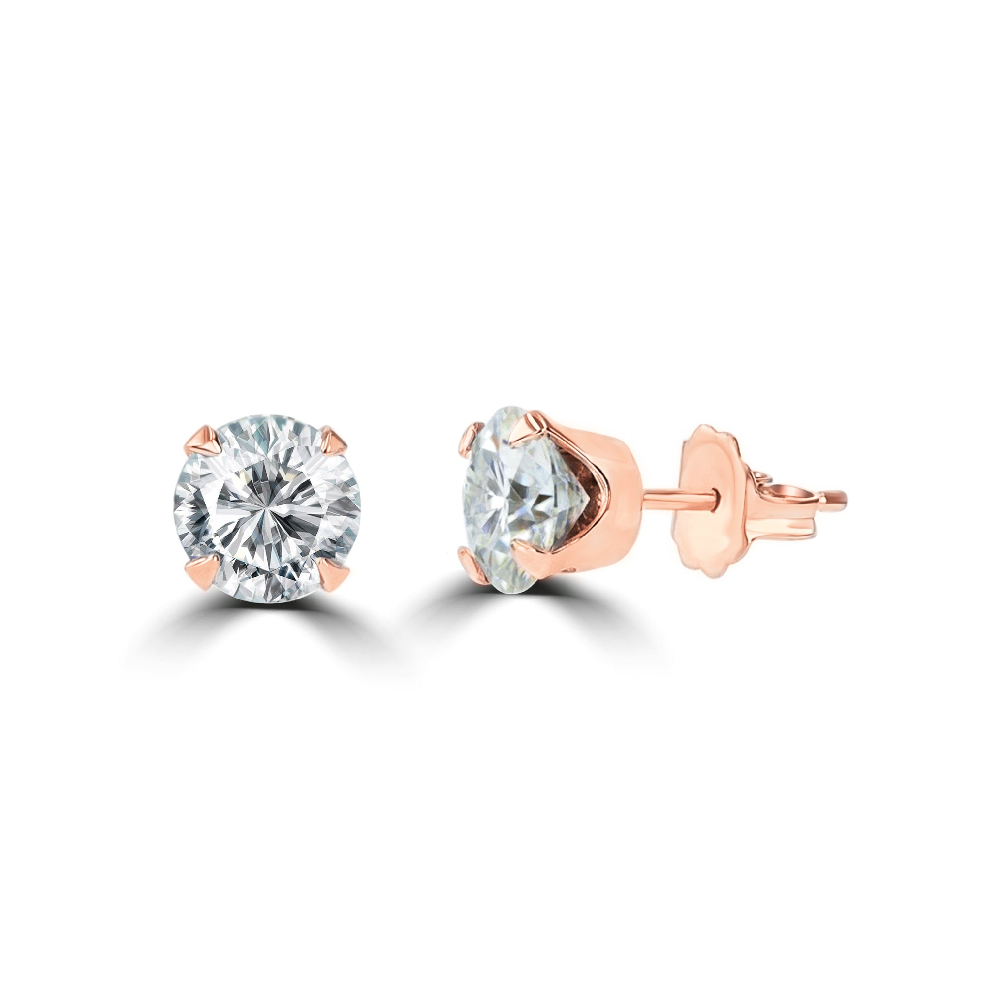 14 Karat  Solitaire Diamond Stud Earrings