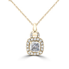 14k Asscher Cut Halo Pendant