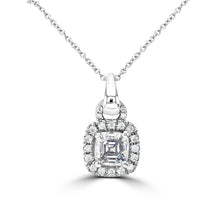 14k Asscher Cut Halo Pendant