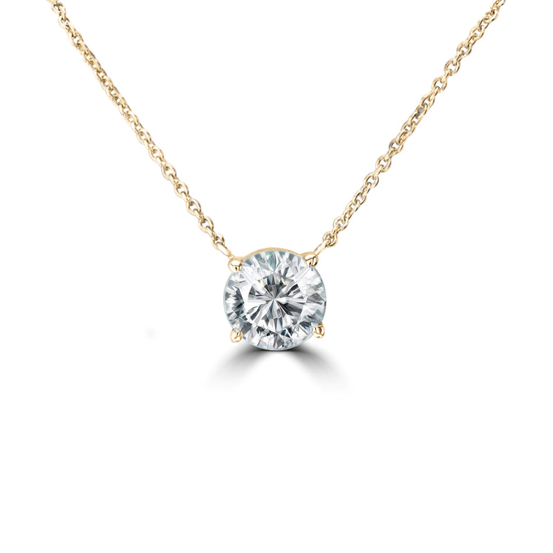 14 Kt Yellow Gold 0.50 Ct Bezel Solitaire Diamond Necklace – J'evar