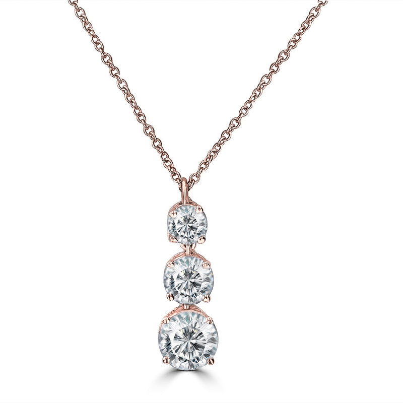 14k Three-Stone Drop Diamond Necklace