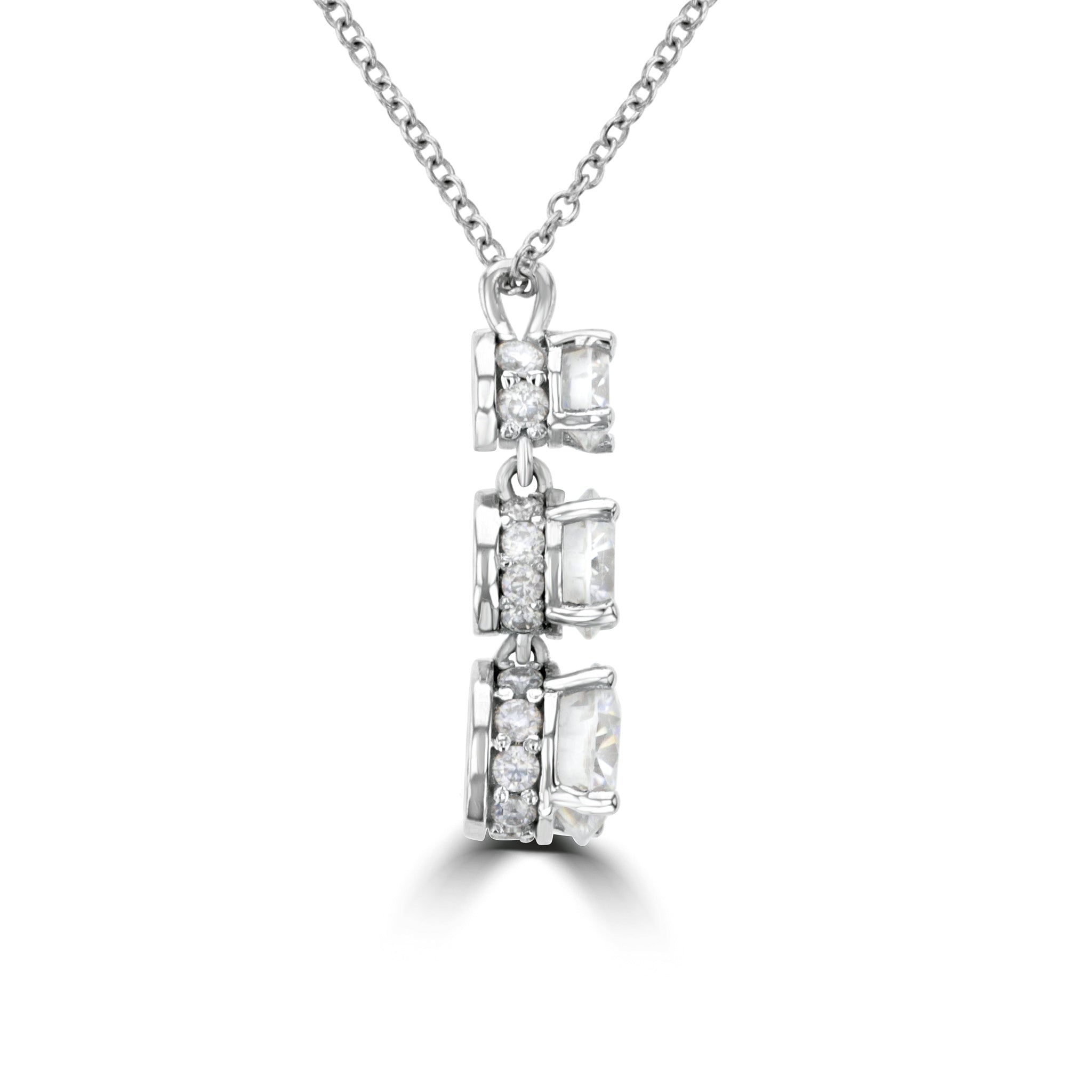 14k Three-Stone Drop Diamond Necklace