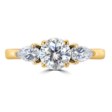 1.3ct TDW Three Stone Diamond Ring with Pear Cut Stones 14 Karat Gold Ring