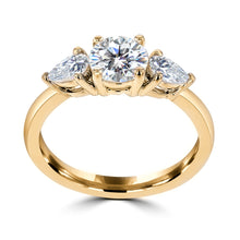 1.3ct TDW Three Stone Diamond Ring with Pear Cut Stones 14 Karat Gold Ring