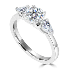 1.3ct TDW Three Stone Diamond Ring with Pear Cut Stones 14 Karat Gold Ring