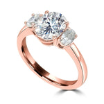 2.3ct Three Stone Oval Diamond Engagement Ring 14 Karat Gold